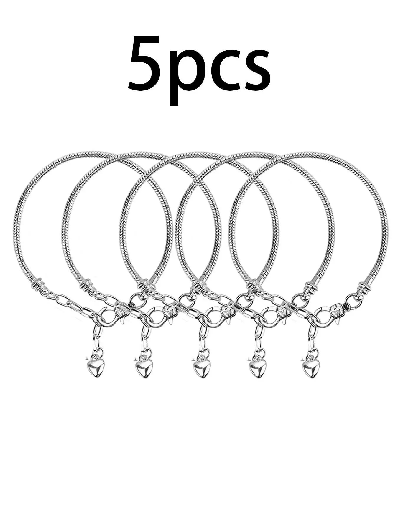 5pcs Chain Bracelet Making Set with Snake Chain and Heart Lobster Clasp, DIY Jewelry Accessories for Women, Adjustable Fashionable Link Stackable Bracelets Bracelet Sets
