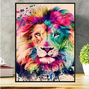 Lion Pattern Artificial Diamond Painting Kit Without Frame, 1 Count 5D Diamond Art Painting Kit, Decorative Wall Art for Home Decor, Office Decor, Living Room Decorations, DIY Diamond Number Painting Kit for Beginners for Adults