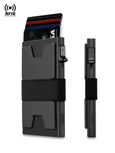 Men's Minimalist RFID Blocking Card Holder Organizer, Slim Card Holder with Cash Slot, Pop Up Card Case, Casual Trendy Versatile High-quality Daily Wallet