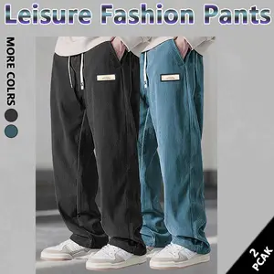 Men's retro-style loose corduroy workpants with slanted pockets-breathable,fashionablestreetwear, straight leg design, suitable for casualcity walks and outdoor activities,fashionable pants.Drawstring Suitable for any occasion