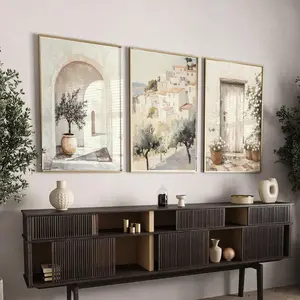 Soft Beige Coastal Wall Art Set of 3 – Neutral Italian Beach Prints, Muted Cream Living Room Decor, Room Decor, Unframed