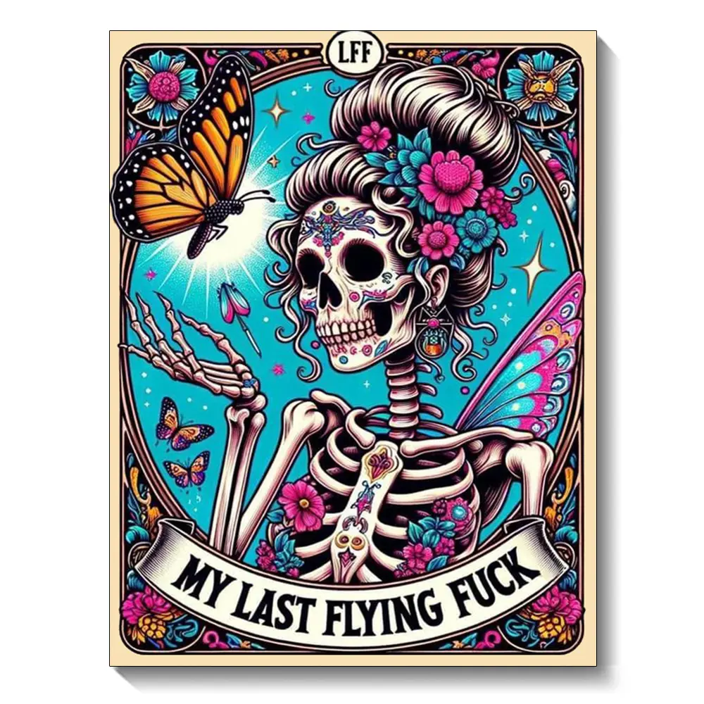 1Pc DIY Skull Art Diamond Art Cross-Stitch Diamond Painting Kit, Full Round/Square Rhinestone Puzzle Inlay, 30x40cm/11.81x15.75inch DIY Gift Decorative Item for Needlework Enthusiasts, Adults, Art Craft