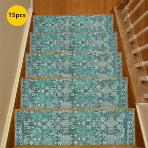 Non-Slip Stair Carpet, Step Protection Carpet, Decorative Bordered Stair Mat, Boho Runner Rug for Home Decoration & Bedroom Accessories - Suitable for Indoor, Outdoor Stairs & Multiple Scenarios