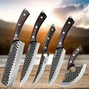 2-5PCS Stainless Steel Chef Knife Set High Quality Sharp Kitchen Knife Professional Cutting Utility Boning Meat Cleaver