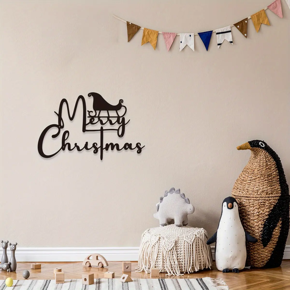 Christmas Metal Wall Hanging, Santa Claus Design, Vertical Indoor Outdoor Festival Decoration, Home Office Holiday Decor