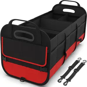 Car Trunk Organizer, Large Capacity Collapsible Storage Box with Zippered Compartments, Ideal Trunk Storage Solution for Camping & Home Organizing