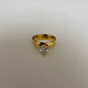 Macaria Ring – 18K Gold Plated Stainless Steel Teardrop CZ Statement Ring
