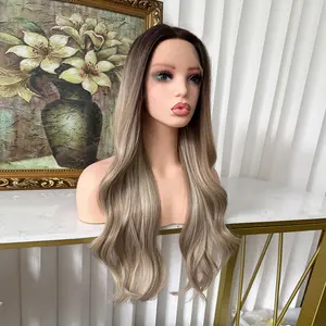 Lovestory Isla Ombre Blonde Natural Wave Lace Front Wig 13x4 Free Part Heat Resistant Glueless Blonde Mixed Synthetic Lace Front Wigs Fashion Women 26Inches