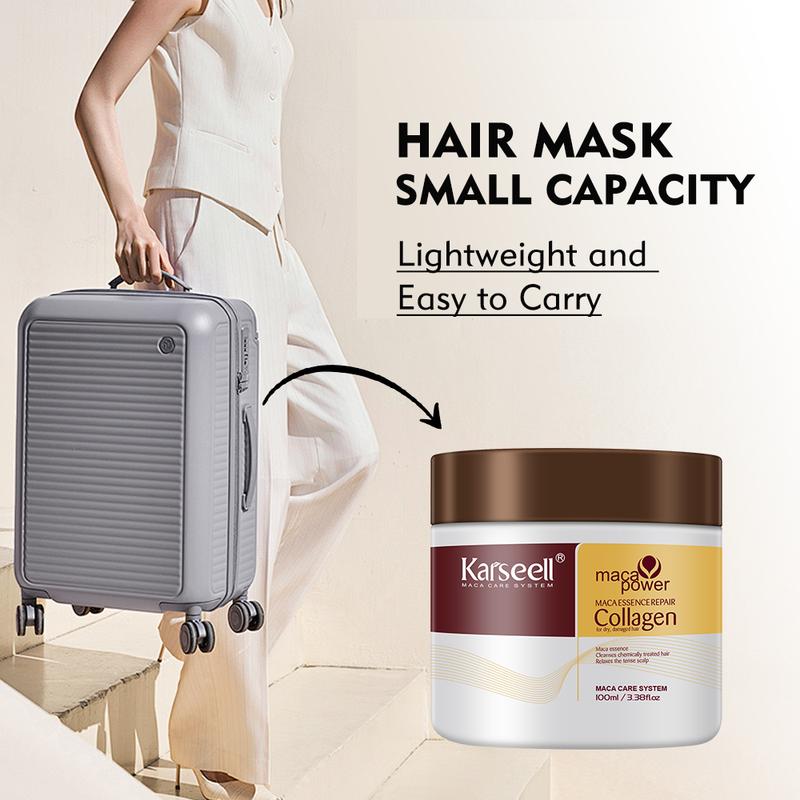 Karseell Small Sample (3.38floz 100ml) Collagen Hair Care Deep Repair Conditioning Hair Argan Oil Serum  for All Hair Types Haircare Conditioner Mask Shampoo Cleanser Cleansing