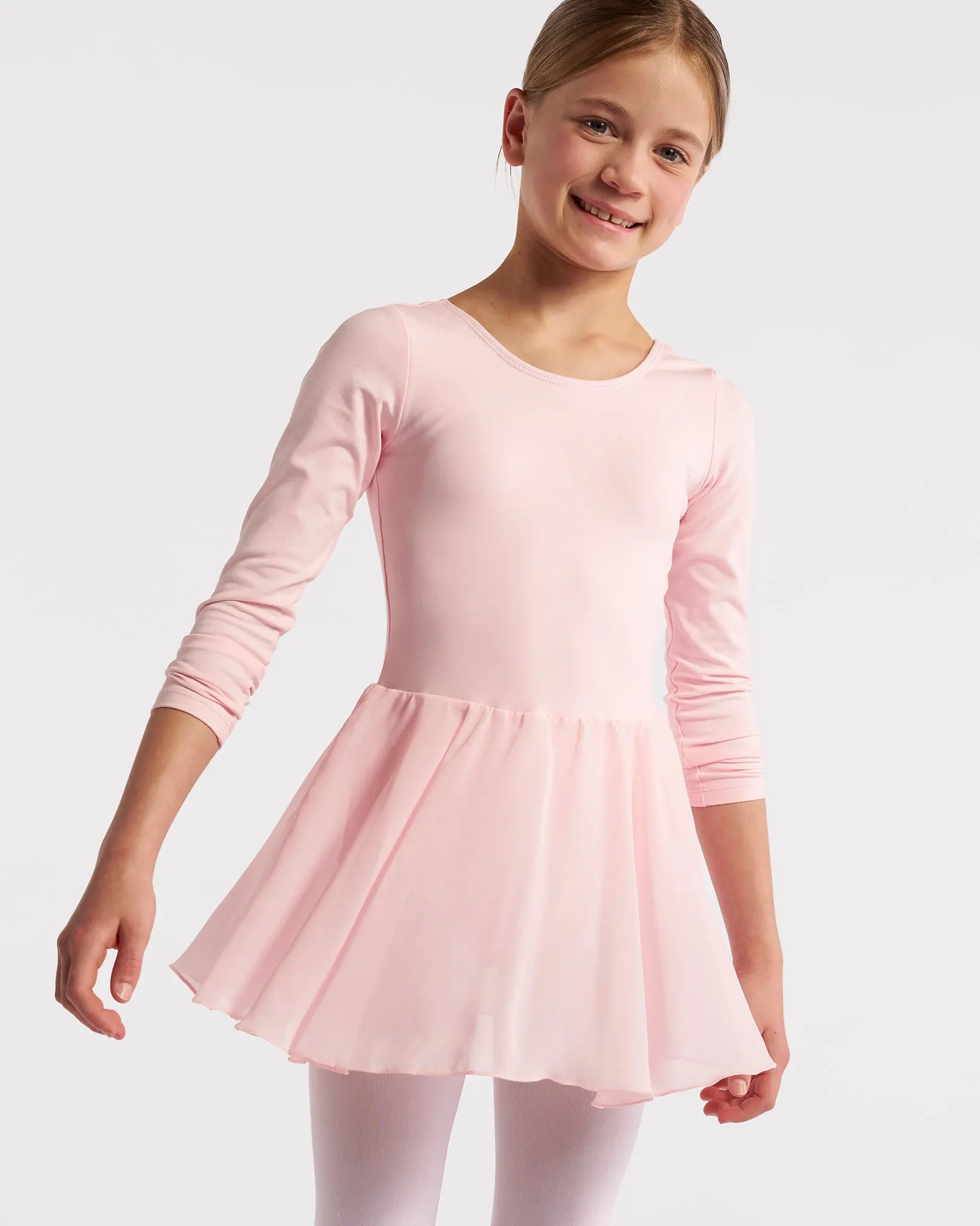 Girls' Long Sleeve Skirted Leotard - Dancewear with Sheer Skirt for Ballet