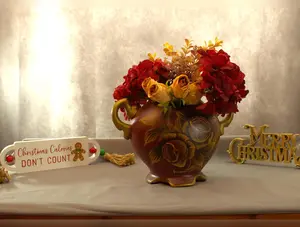 Autumnal Elegance Centerpiece, Hydrangea & Beige Roses, Neutral Fall Artificial Floral Arrangement, Dining Table Decor