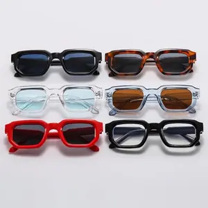 6pc New Men Vintage Rectangle Frame Sunglasses Fashion Retro Sun Glasses Luxury Brand Design Glasses UV400 Eyewear Women Goggles