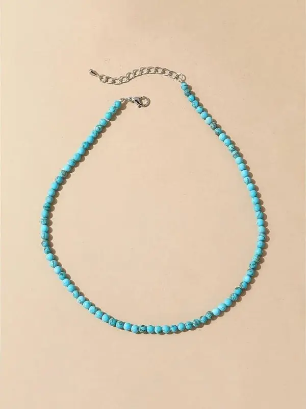Women's Elastic Adjustable Zircon Beaded Necklace with Adjustable Beaded Design - 1-Size, Lightweight, Elegant, No Pendant, All-Seasons Sports & Outdoor Casual Accessory for Party, Vacation