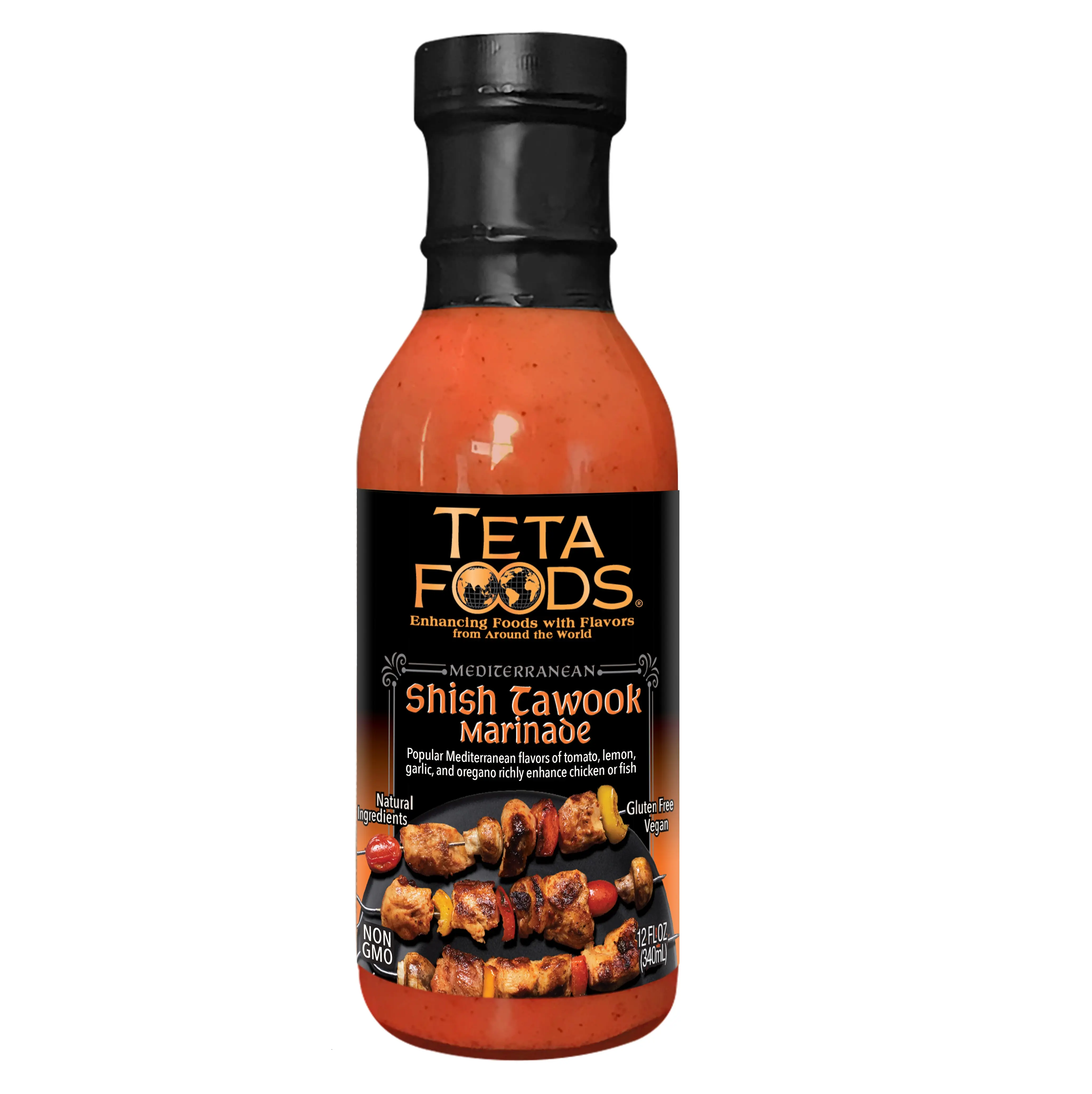 Teta Foods Shish Tawook Marinade has a unique blend of Mediterranean seasonings for chicken kabobs.