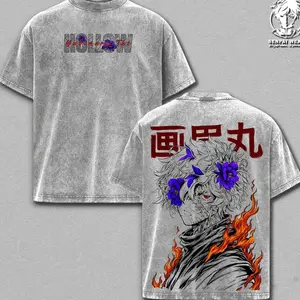 Gabimaru The Hollow Vintage Washed Oversized T-Shirt – Hell's Paradise Anime Double Printed Graphic Tee, Streetwear Casual, Heavy Cotton Unisex Top, Legendary Shinobi Shirt, Gift for Anime Fans 3IJ