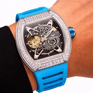 ONOLA 3838F Luxury Skeleton Automatic Watch for Men - Mechanical Movement, Hollow Dial, Rubber Strap, 44mm Dial, 3BAR Waterproof, 2025 Model