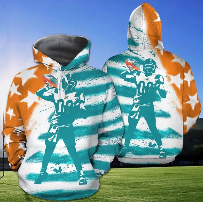 Miami Dolphins 3D Hoodie Zip Hoodie, Nfl 3D All Over Print Hoodie Zip Hoodie For Men Women
