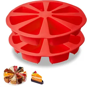 2 count  Triangle Cake Pan - 8 Cavity Pizza Scone Mold, 4 Inch Internal Diameter for Brownies, Muffins, Cheesecake, Cornbread - Kitchen Baking Shapes (Deep Red)