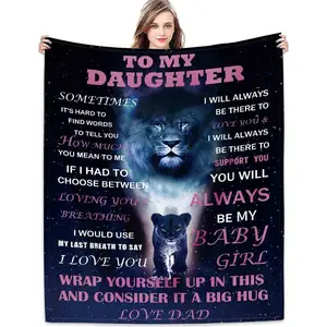 Daughter Gift from Dad Birthday Christmas Gifts from  Father Lion Love Letter for Her Lightweight Flannel Blanket