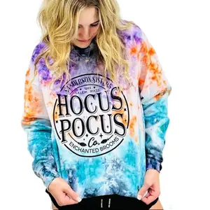 Hocus Pocus Sweatshirt - Sanderson Sisters Tie-Dye Unisex Oversized Crewneck Pullover for Women - Baggy Style Comfortable Trendy Fit - Individual Dyed Stitch Piece