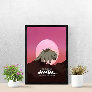 Appa Flying Bison Poster, Avatar The Last Airbender Wall Art, Minimal Sunset Anime Print, Cute Room Decor Gift
