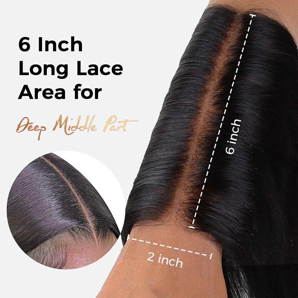Ramiss 12A Human Hair Bundles with 2x6 Closure Brazilian Body Wave 3 Bundles Human Hair with 2x6 4x4 Lace Closure 100% Unprocessed Virgin Human Hair Weave