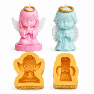 2 Pieces Angel Silicone Mold for Candles, Soap & Resin | 3D Praying Angel Mold DIY Candle Making Craft Mold Religious Gift