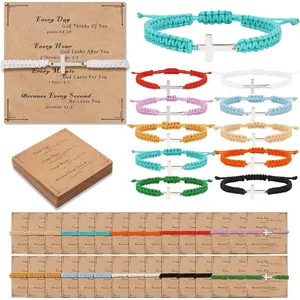 30 count Friendship Bracelet Bulk for Women Men  Flower Charm String Bracelet Adjustable Braided Bracelet Inspirational Gifts Teacher Birthday Graduation