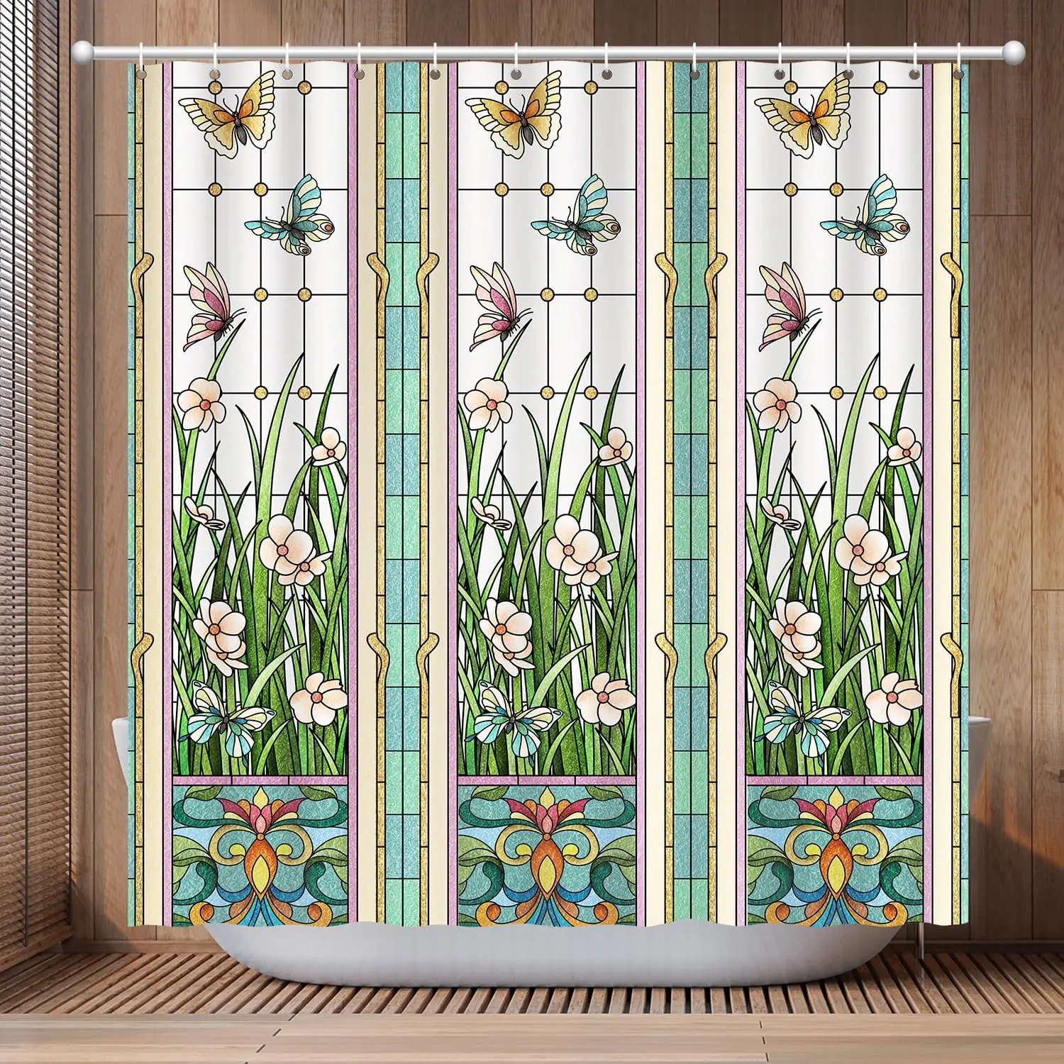 Glaze Glass Flower Butterfly