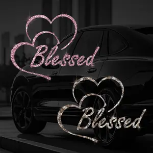 Shiny Dual Heart Letter, Self-Adhesive No Residue, Easy Installation, Suitable for Cars Trucks Motorcycles Glass Windows Laptops, Car Decals