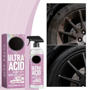 120ML Ultra Acid Heavy Duty Wheel and Rim Cleaner Safe for Chrome Clear Coated Painted Surfaces Glass Plastic and Most Wheel Finishes Removes Brake Dust Rust and Grime