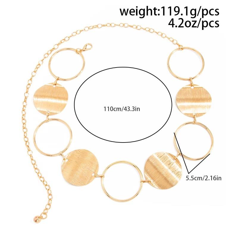 1pc Bohemian Retro Metal Ring & Brushed Disc Waist Chain Body - Splicing Disc Belt for Daily Wear, Parties, Valentine' Gift, Year-Round Versatile Accessory Suitable for Occasions