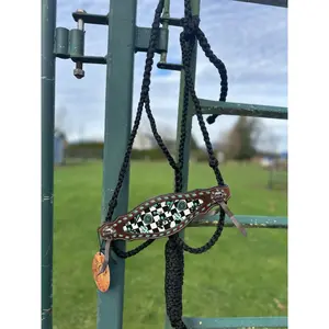 Schulz Equine Turquoise Glass Braided Muletape Bronc Halter