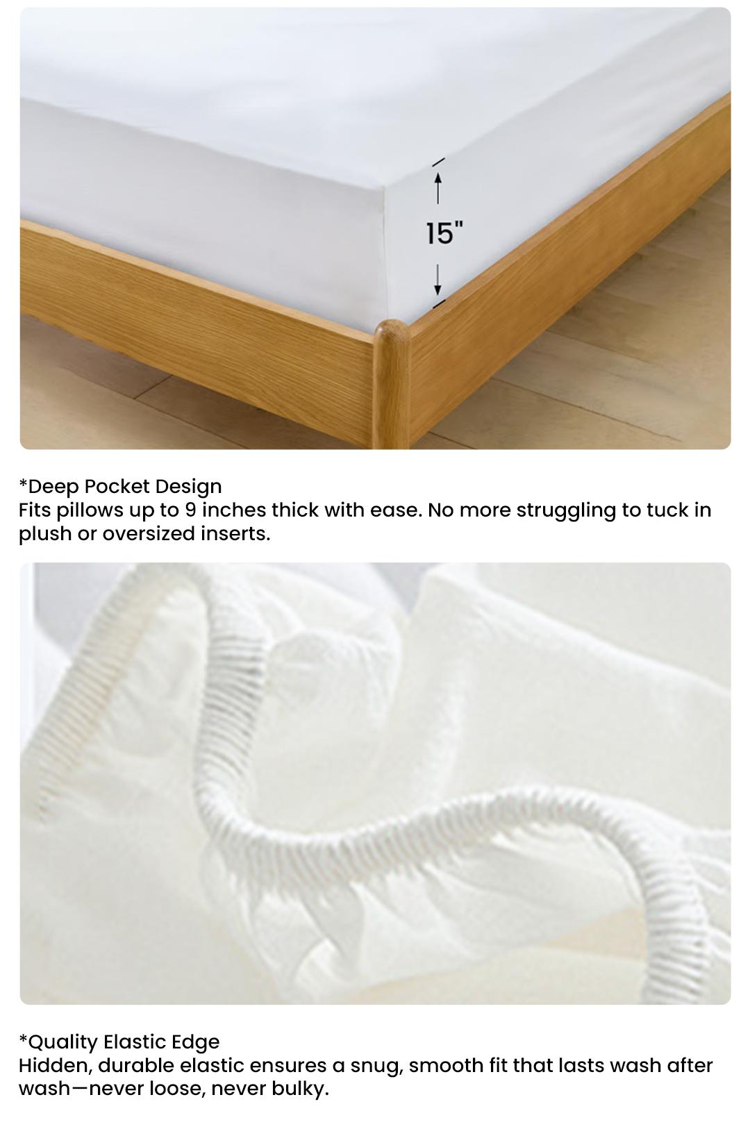 APSMILE Bamboo Sheet Sets 4 Piece , Organically Growth, Silky Soft & Cooling, 4 Piece (1 Fitted Sheet, 1 Flat Sheet and 2 Pillowcases) White Bedding Set with 15" Deep Pocket