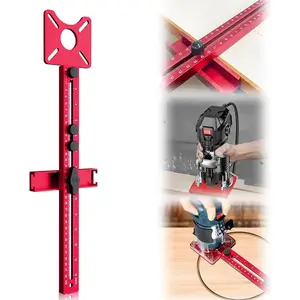 4in1 Router Milling  Bracket,  Alloy Circle  Jig for Cabinet Hardware, Woodworking Router Guide, Adjustable Tool, Red