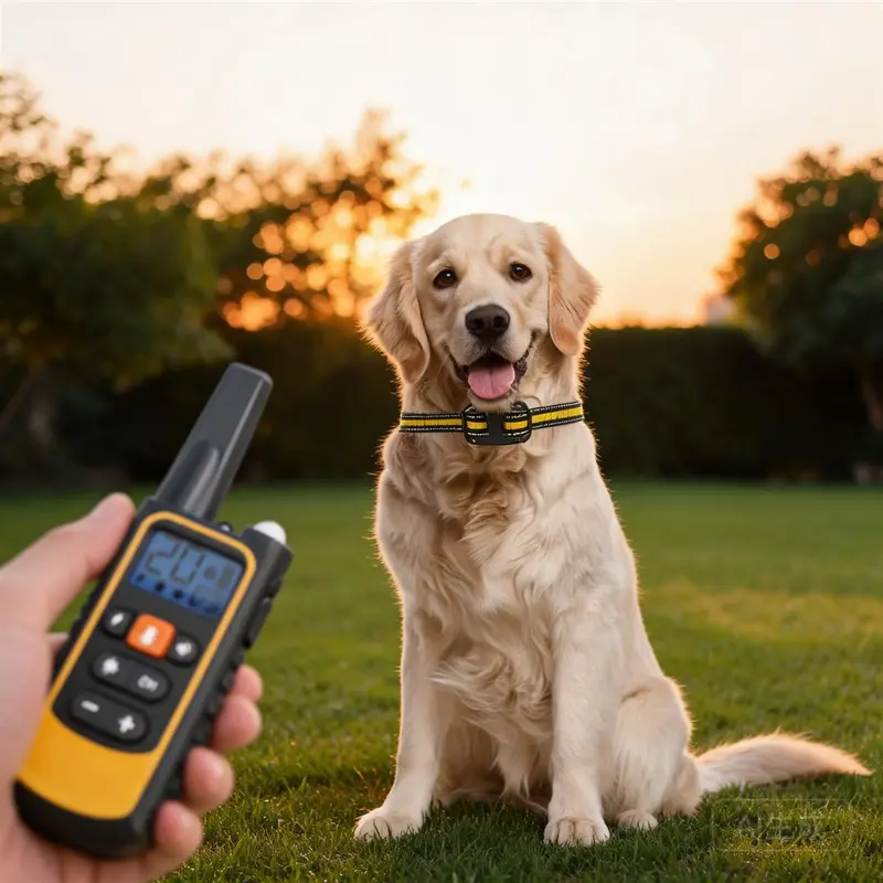 Nylon Remote Control Dog Training E-Collar - Rechargeable, Waterproof, 2600ft Range, LED Night Light, 3 Modes (Beep/Vibration), 3-Channel Training, 4-28in, Lightweight, Deters Undesirable Habits for 8-120lbs Dogs, Outdoor Use