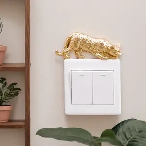 Cute Leopard Switch Stickers, Decorative Wall Sticker, Modern Creative Resin Wall Decor, Home Decoration for Living Room, Bedroom, Study, Kitchen