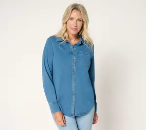 Ree by Pioneer Woman Knit Denim Button Down Shirt