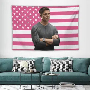 Lucy Chen The Rookie Pink American Flags Tapestry Tim Bradford For Tapestry Wall Decor, Indoor Wall Tapestries, Room Decor, One Side Polyester Wall Flag 8