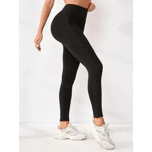 Solid-color high-waist sports pants - workout, running, yoga, base layer pants