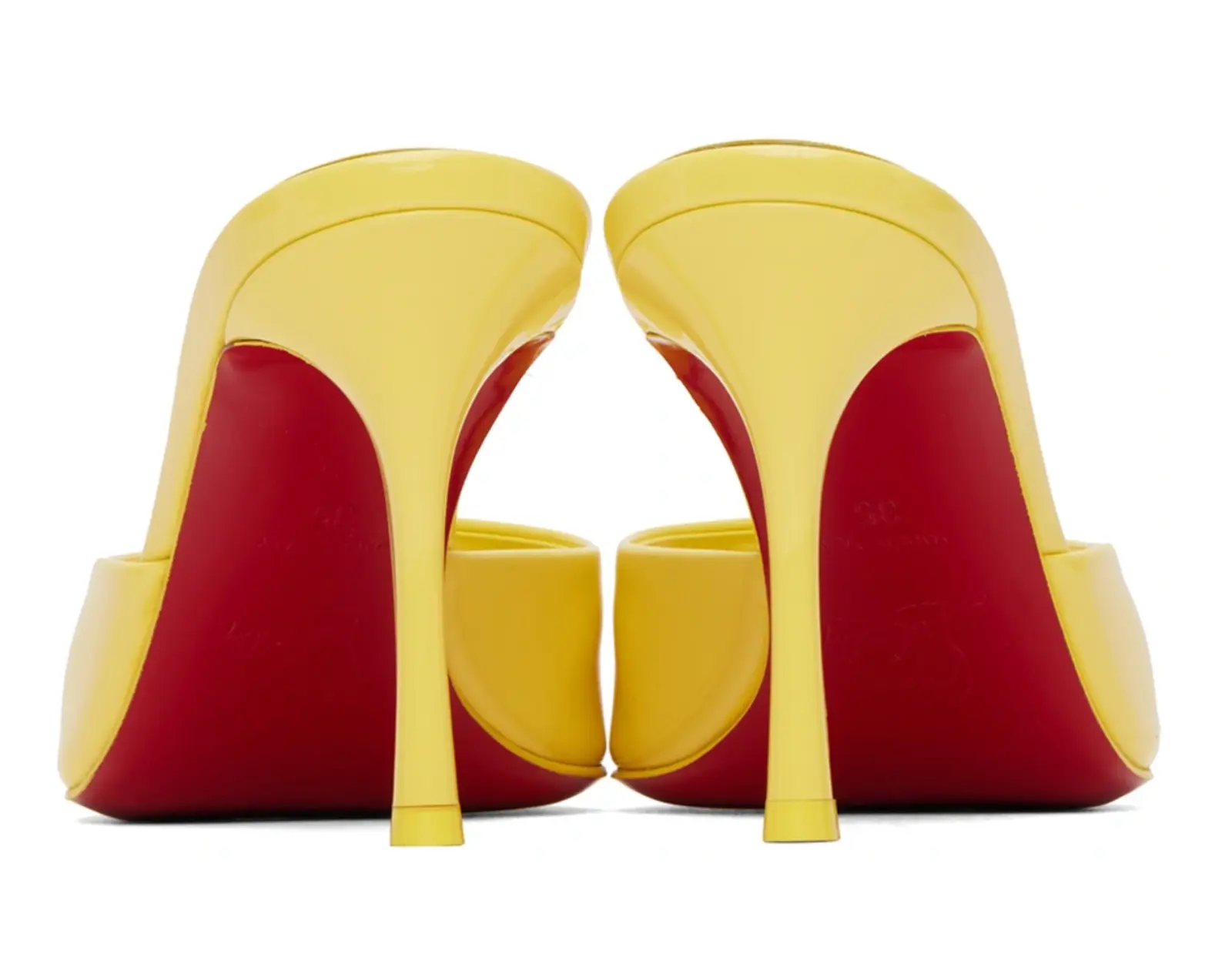 Christian Louboutin Me Dolly 85 Piou Yellow Patent Backless Sandal