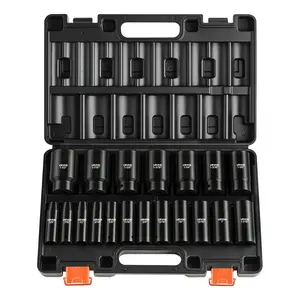 VEVOR Impact Socket Set, 1/2 19 Piece Impact Sockets, Deep Socket, 6-Point Sockets, 1/2 Drive Set 3/8 to 1-1/2, Cr-V Rugged Construction, Easy to Identify, with a Sturdy Storage Case, for Vehicles