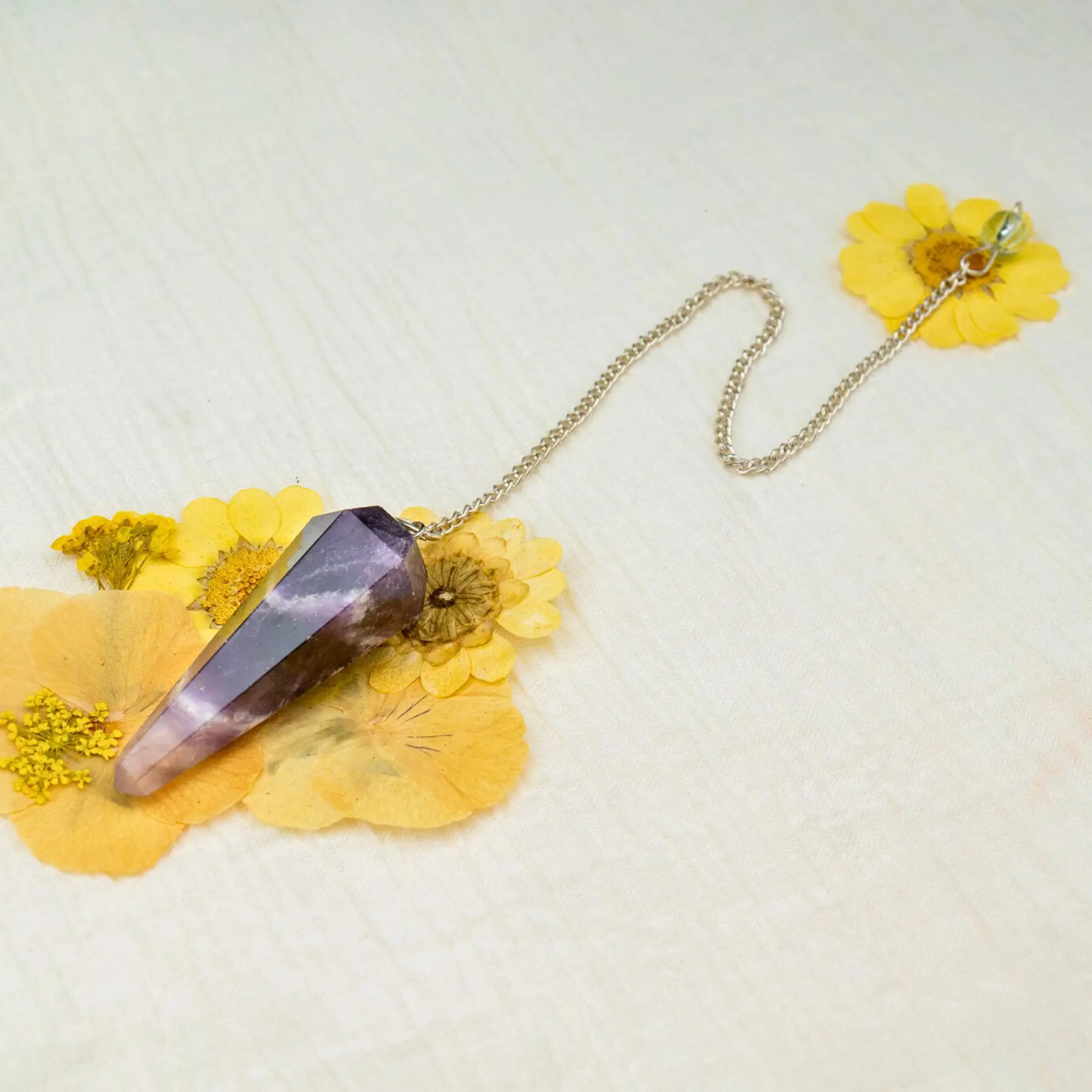 Down To Earth Amethyst Faceted Pendulum Crystal for Spiritual Healing & Energy Balancing with Chain - Purple Air Element Chakra Balancer