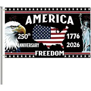 250 Anniversary USA Flag 3x5ft Sided 3-Ply 250th Anniversary USA Flag 1776-2026 250 Years of Freedom Anniversary Flag 4th of July Patriotic Sign Yard Banner UV Protection Waterproof