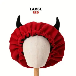 Cozy Double-Layered Devil’s Corner Sleep Cap – Warm Fleece, Non-Stretch Polyester with Cute Animal Ears, Adjustable Drawstring Closure – Perfect for Home Comfort & Halloween – Hand Washable, Cozy Headwear | Animal Theme Cap | Soft Texture Cap