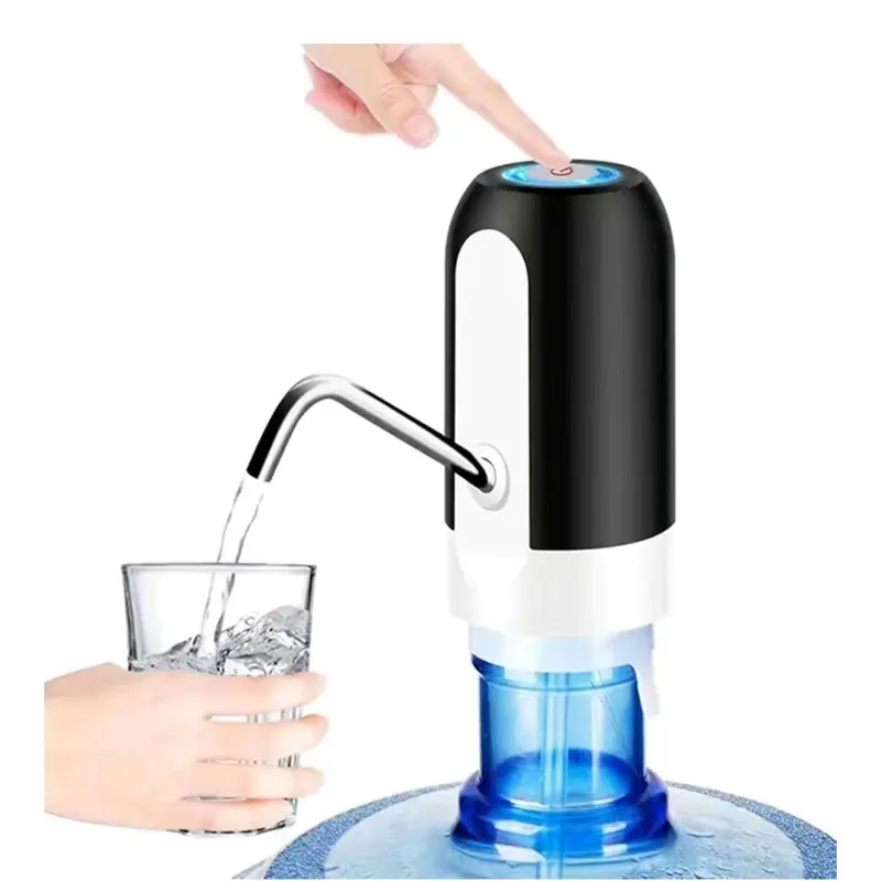 Water Pump for 5 Gallon Bottle, Electric Water Dispenser Portable Automatic Water Jug Pump with Switch and USB Charging, Mini Water Jug Dispenser for Camping, Kitchen, Workshop, Garage(Black)