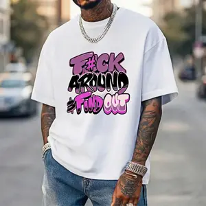 F#ck Around and Find Out Graphic T-Shirt Y2K Aesthetic Streetwear Graffiti Tee Trendy Bubble Letter Print Oversized Cotton Top Edgy Slogan Shirt Viral TikTok Fashion Unisex Grunge Vintage Style