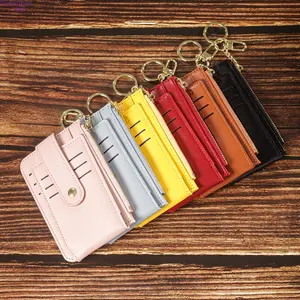 Women's 2026 New Korean-Style Ultra-Thin PU Card Holder Wallet - Cute Mini Keychain Coin Purse, Portable Slim Multi-Card Organizer for Driving License, Daily Commute, Travel