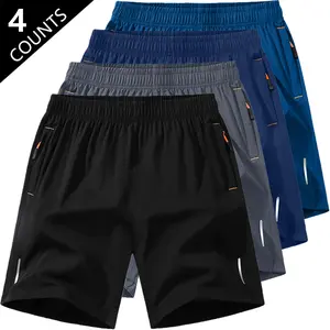 4-Pack Lightweight Shorts with Zipper Pockets | Reflective Strip Design for Safer Night Runs, Hiking, and Morning Walks