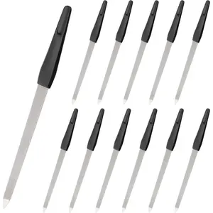 12 PCS 6.8 Inch Nail File, Double Side Metal Fingernail and Toenails File, Stainless Steel Nail Care File with Handle for Woman and Men
